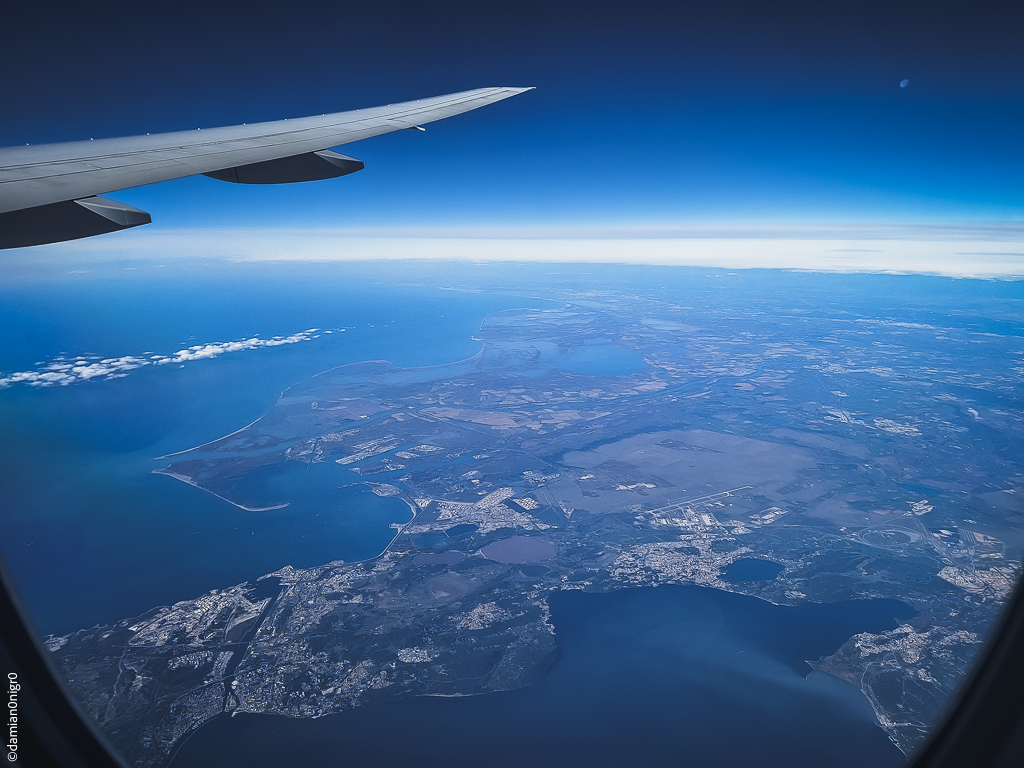 Flight over the Mediterranean Sea