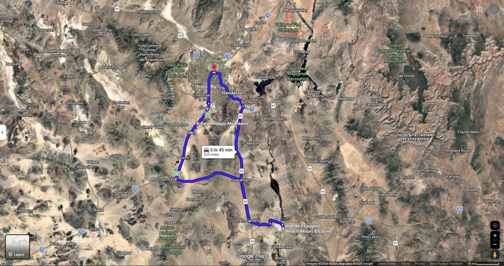 Map road trip Nevada, California, Arizona - Las Vegas to Laughlin Map road trip Nevada, California, Arizona - Las Vegas to Laughlin